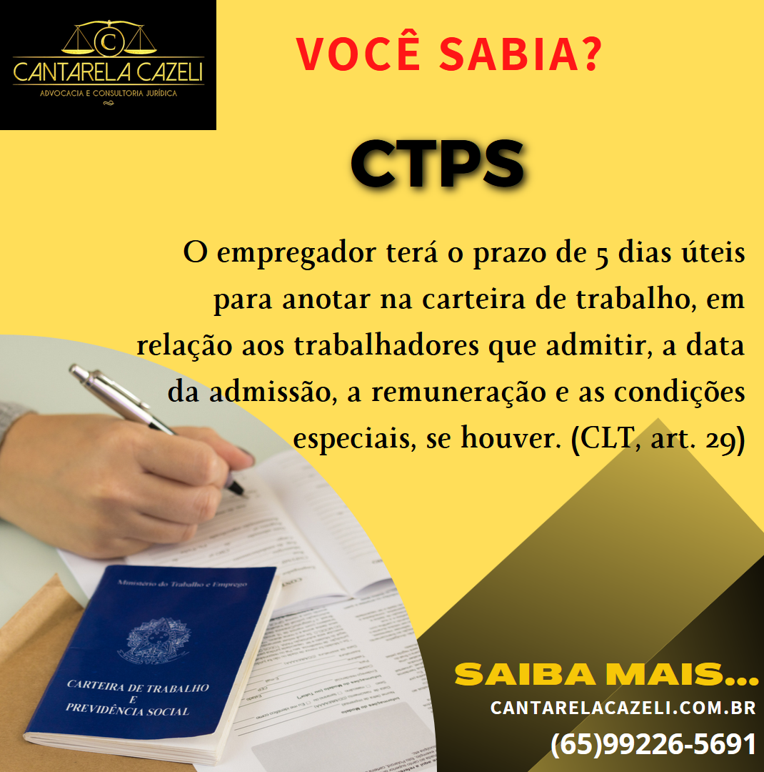 CTPS - PRAZO PARA ANOTAÇÃO 