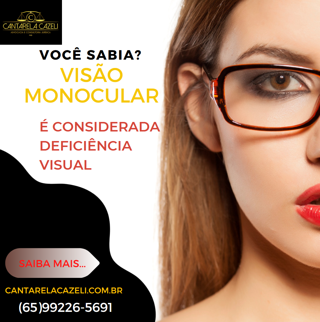 VISÃO MONOCULAR É CONSIDERADA DEFICIÊNCIA VISUAL